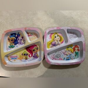 Disney Princess and Shimmer & Shine Divided Plates - Pink and Yellow
